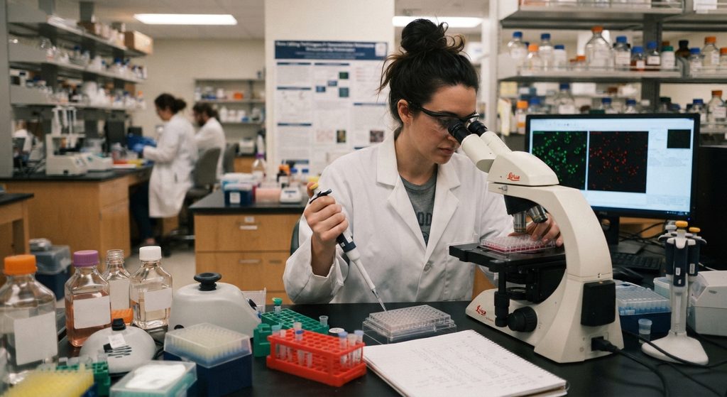 Scientist screening clones during efficient cell line development at Cell Culture Company